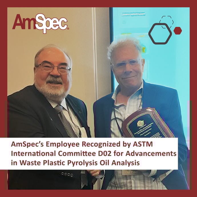 AmSpec’s Employee Recognized by ASTM International Committee D02 for Advancements in Waste Plastic Pyrolysis Oil Analysis
